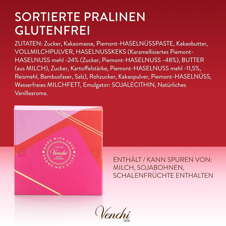 Venchi - Cutie cadou cu 9 bomboane de ciocolată Baciodidama și Vegan Chocoviar Gianduia, fără gluten, Valentine's Day Collection Bomboane de Ciocolata Naty Shop