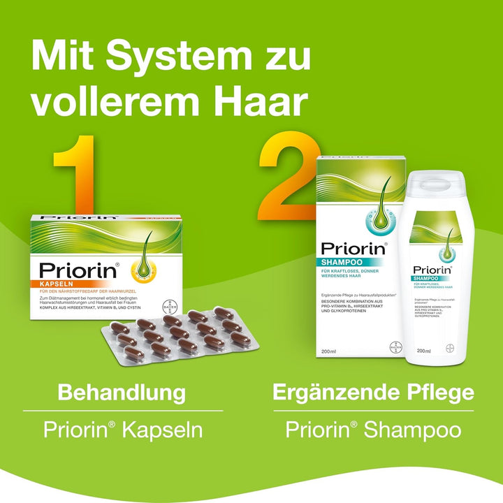 Priorin capsule - capsule de păr cu nutrienți pentru rădăcinile părului - pentru tulburări hormonale ereditare de cădere și creștere a părului - 1 x 120 capsule Ingrijirea parului Naty Shop