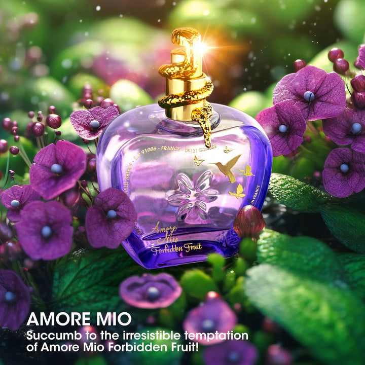– Apă de parfum pentru femei „Amore Mio Forbidden Fruit” – Floral și proaspăt – Vanilie și paciuli – Fabricat în Grasse – Cadou pentru femei – Sticlă cu pulverizator 100 ml