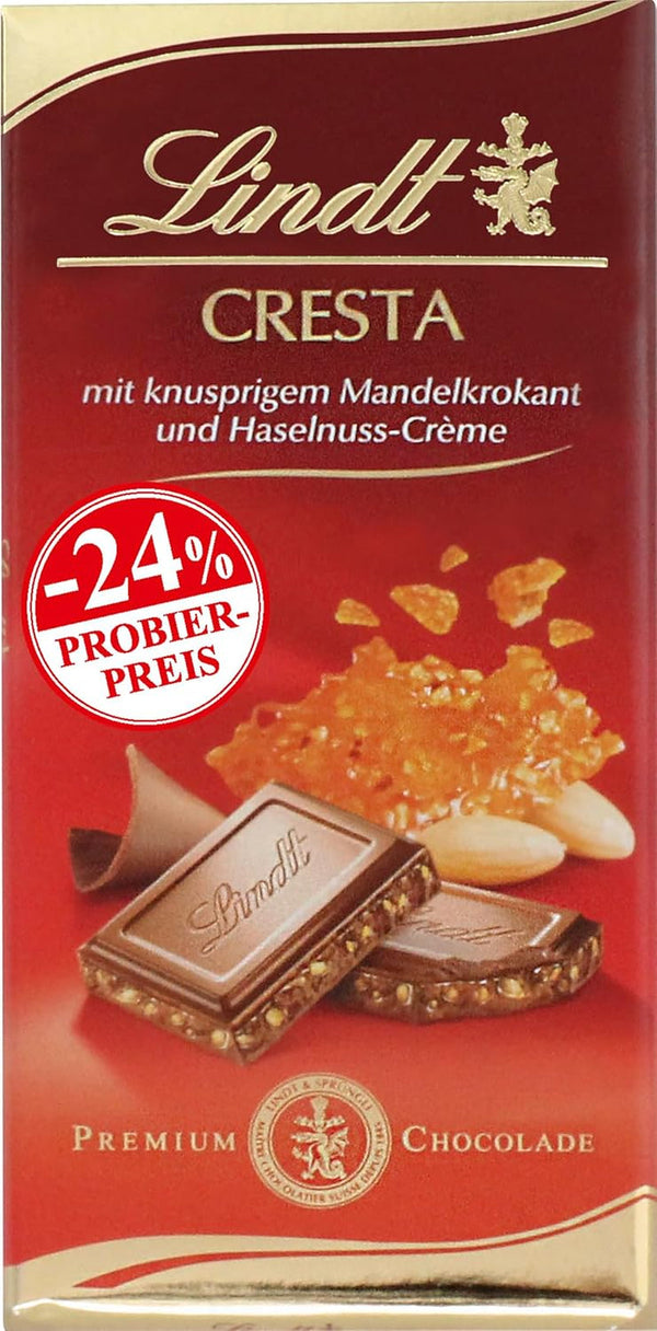 Lindt ciocolată cu lapte cu crocant de migdale și cremă de alune, 100 grame Bomboane de Ciocolata Naty Shop Default Title