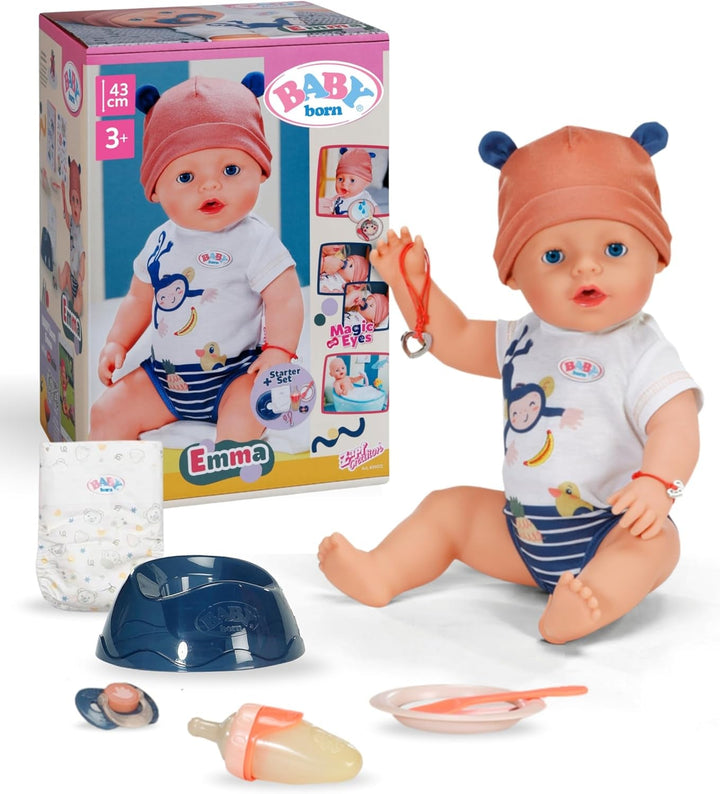 BABY Born Emma în stil junglă - Păpușă de 43 cm înălțime - 10 funcții Inclusiv accesorii și rochiță în culori unisex - Funcționează fără baterii - Potrivit pentru copii cu vârsta de 3 ani și peste Papusi Naty Shop Titlu implicit