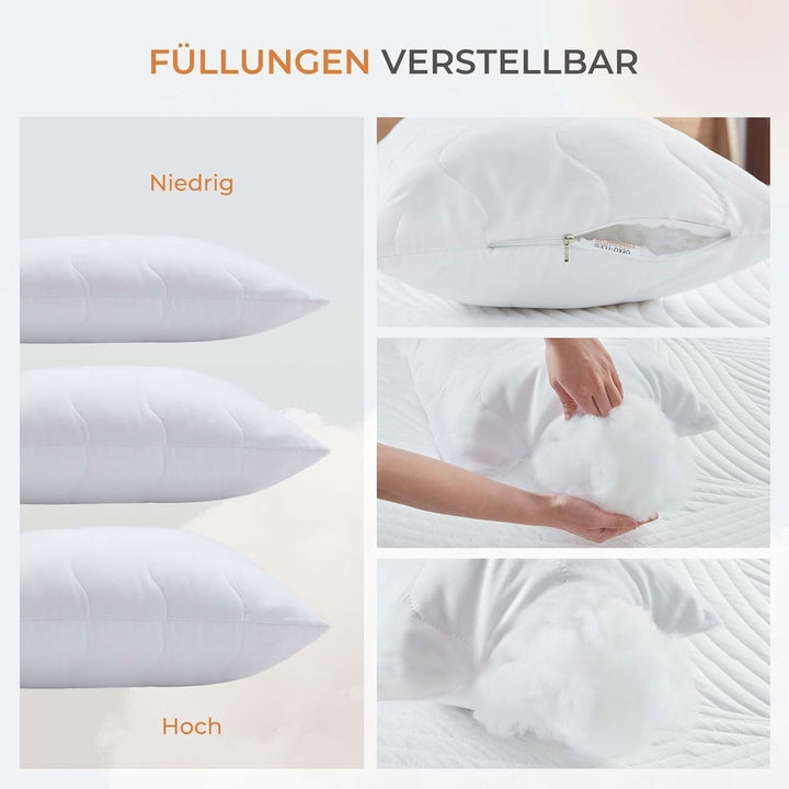 Pernă Sweetnight 40X40 Set de 2, umplutură de pernă din fibre de lemn din poliester, pernă moale și de susținere pentru toate pozițiile de dormit, pernă de dormit respirabilă, lavabilă cu fermoar Perne standard Naty Shop