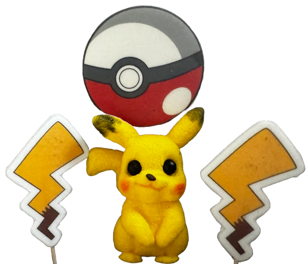 Set 4 decoratiuni comestibile din pasta de zahar, Pikachu Decoratiuni din Pasta de Zahar Naty Shop
