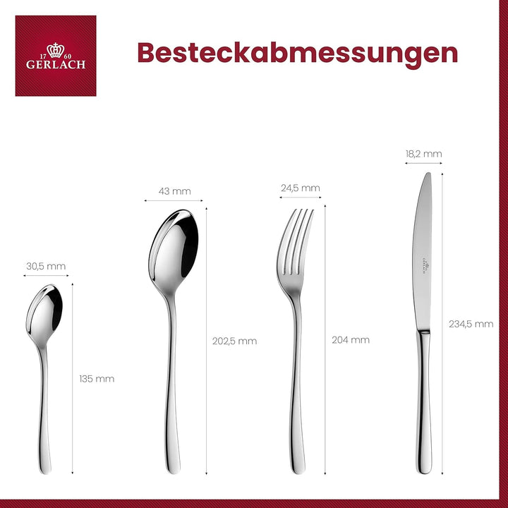 Set de tacâmuri Gerlach Muza strălucitoare, oțel inoxidabil, argint strălucitor, 24 bucati Bucatarie Naty Shop