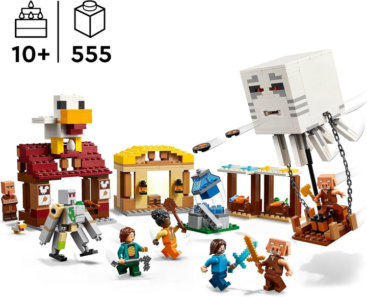 LEGO Minecraft Atacul balonului Ghast - Jucărie gamer pentru copii - Set de construcție pentru jocuri video cu casă, pui și golem - Marfă de film pentru băieți cu vârsta peste 10 ani - 21273 Seturi de constructie Besuche den LEGO-Store