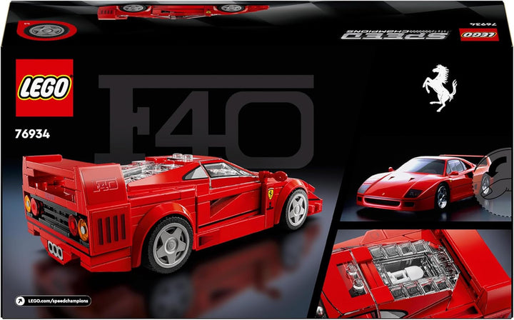 LEGO Speed Champions Ferrari F40 Super Sports Car, Playset cu mașină de jucărie construibilă și șofer minifigurină, set de construcție de colecție pentru copii, cadou pentru băieți și fete 76934 Seturi de constructie Besuche den LEGO-Store
