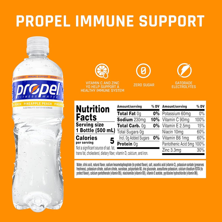 Immune Support, Pineapple Peach, 16.9 Fl Oz (Pack of 24) Apa USA Naty Shop