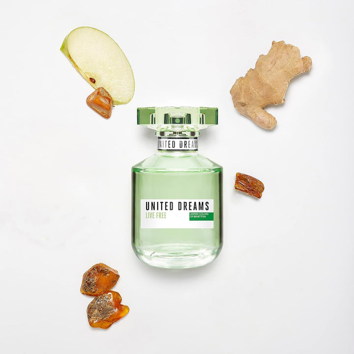United Colors of Benetton – United Dreams Live Free, Apă de Toaletă pentru Femei – Parfum Feminin, Proaspăt și Dinamic – Note Florale, Fructate și Citrice – Ideal pentru Zi – 50 ml
