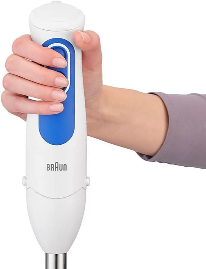 Braun Stabmixer MQ 3000 Smoothie+ – Multiquick 3 Pürierstab Mit Edelstahl Mixfuß, 700 Watt, Inkl 600 Ml Mixbecher, Weiß/Blau Bucatarie Naty Shop