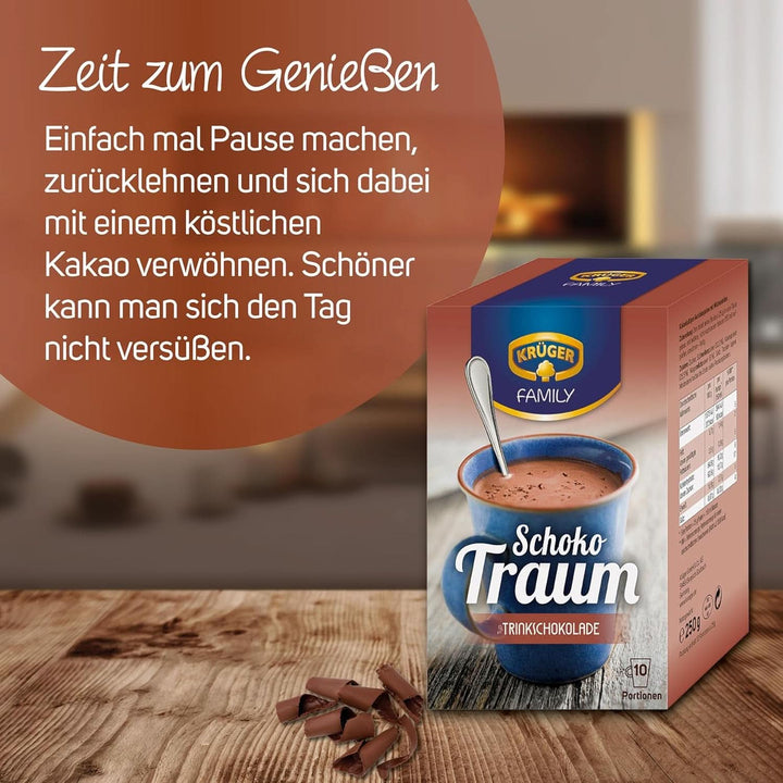 KRÜGER Family, Pudră de cacao pentru ciocolata calda, 8 cutii x 10 plicuri, 8 x 250 grame Cacao si Ciocolata Calda Naty Shop