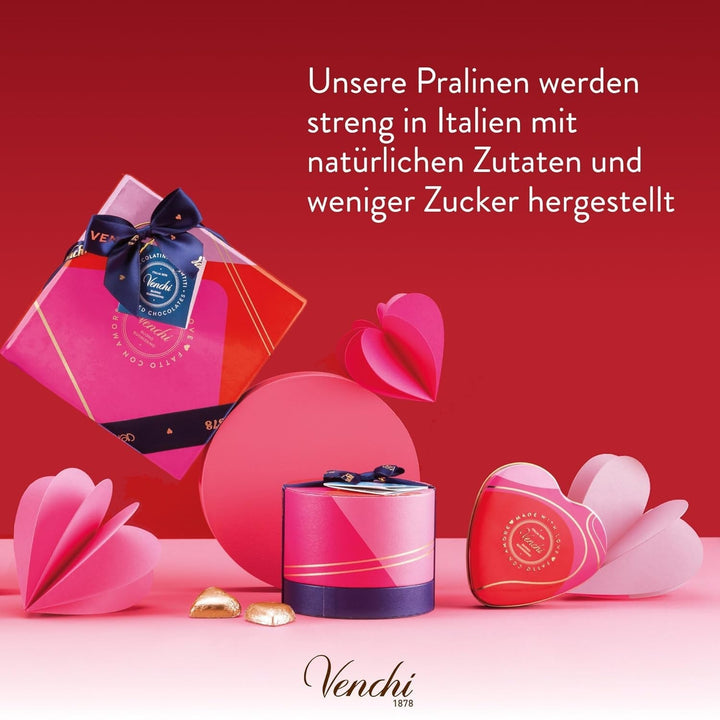 Venchi - Cutie cadou cu 9 bomboane de ciocolată Baciodidama și Vegan Chocoviar Gianduia, fără gluten, Valentine's Day Collection Bomboane de Ciocolata Naty Shop
