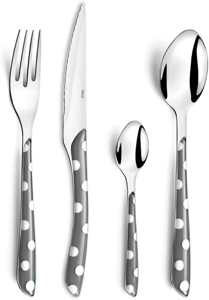 Amefa ECLAT set de tacâmuri NATURE, 24 de piese, 6 persoane Bucatarie Naty Shop Cu puncte Gri 16 piese