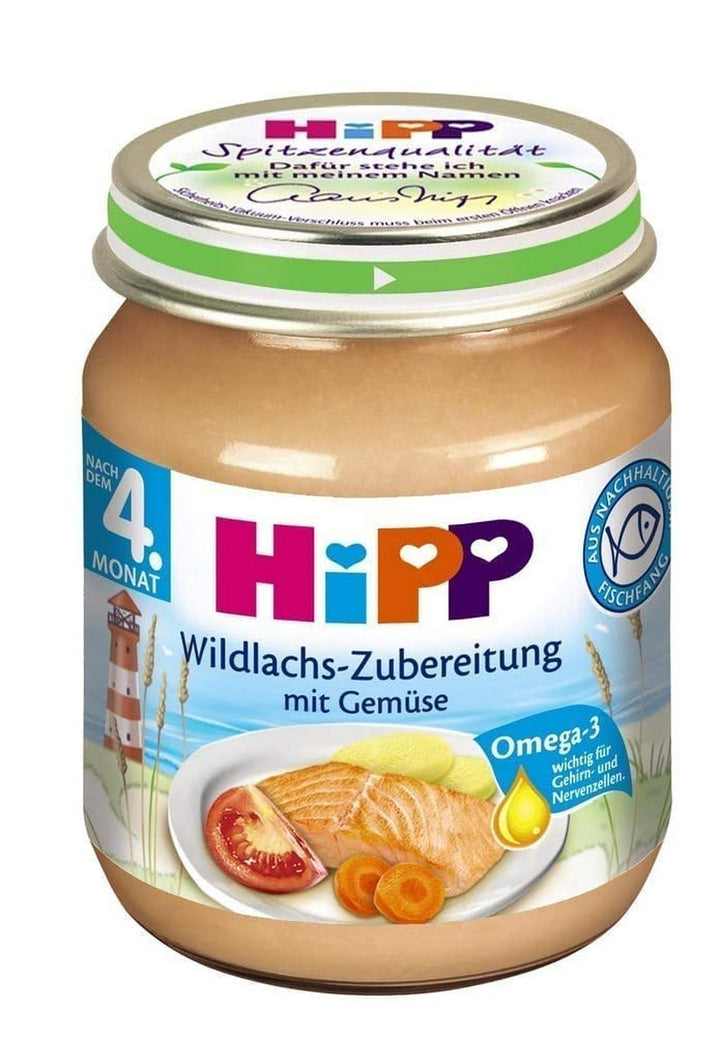 Preparate din carne Hipp, preparat din vițel cu legume Mama si Copilul Naty Shop 6 x 125 grame Somon sălbatic/legume