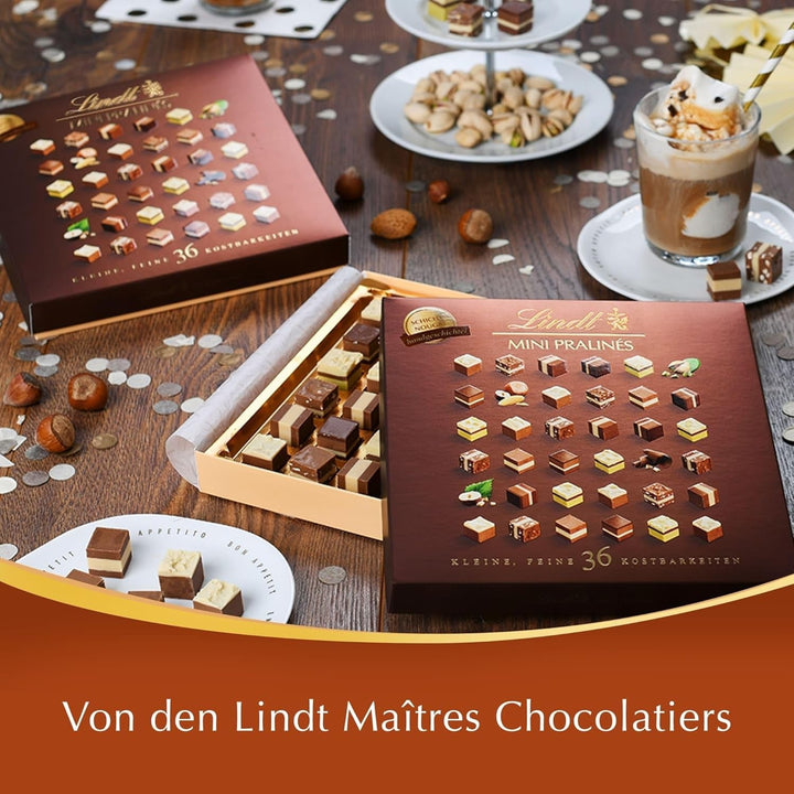Ciocolată Lindt - Nougat Mini Pralinés, 165 grame, cutie cu 36 de praline Bomboane de Ciocolata Naty Shop