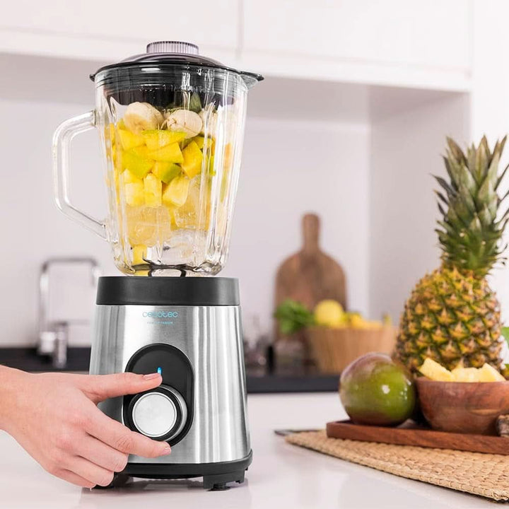 Cecotec Mixer Glas Power Schwarz Titan 1000 INOX. 1000 W, Edelstahlgehäuse, 6-Blatt-Blatt Mit Schwarzer Titanbeschichtung, 1,5-L-Glaskrug, 5 Geschwindigkeiten [Energieeffizienzklasse a +] Bucatarie Naty Shop