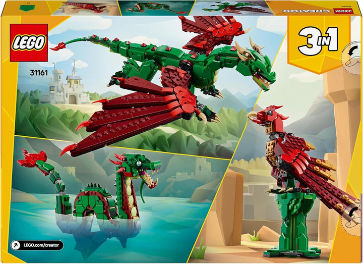 LEGO Creator 3In1 Green Dragon - Jucărie - Convertibil în șarpe de mare sau Phoenix - Jucărie de construit cu animale pentru copii - Cadou pentru băieți și fete de la 9 ani 31161 Seturi de constructie Besuche den LEGO-Store