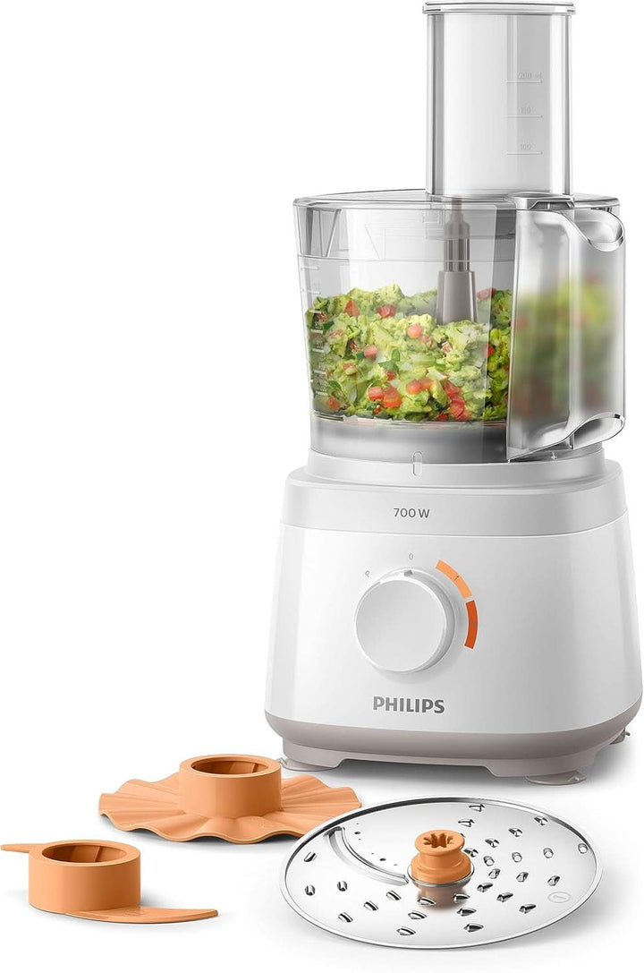 Philips Kompakte Küchenmaschine – 850W, 31 Funktionen, 2.1-Liter-Behälter, Powerchop, Edelstahlklinge (HR7530/10) Bucatarie Naty Shop 700 Watt, 16 Funktionen