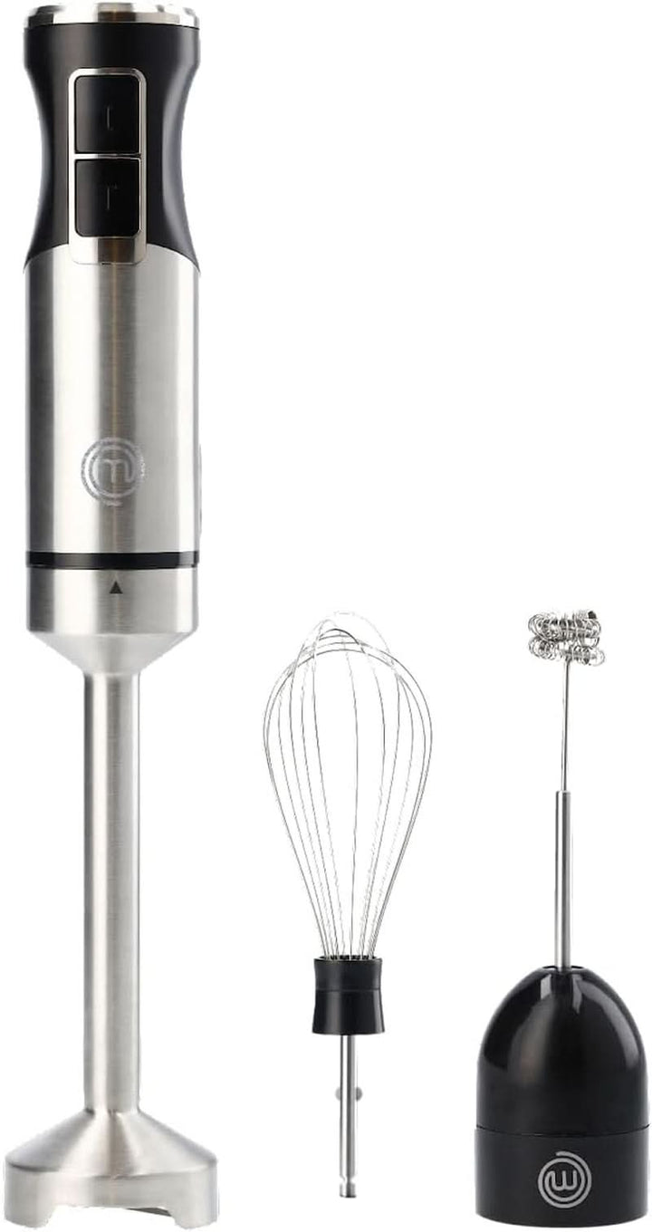 Masterchef Stabmixer, Pürierstab Mit Spritzschutz, Zauberstab Küchengerät, Elektrische Mixstab Hand Blender Mit 2 Geschwindigkeiten, Eintauchfunktion, Spülmaschinenfeste Komponenten, 200W, Schwarz Bucatarie Naty Shop 3 In 1 (Edelstahl)