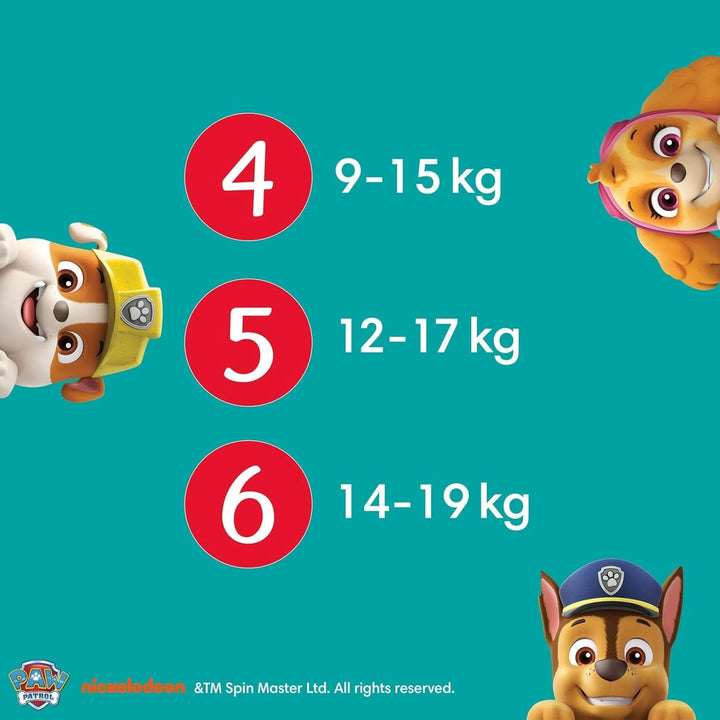 Pampers scutece Paw Patrol Pantaloni mărimea 5 (12-17Kg) Baby-Dry, Junior cu buzunar Stop and Protect, CUTIE LUNARĂ, 160 scutece Naty Shop
