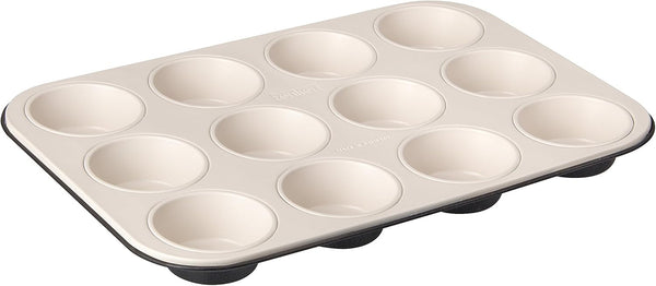 Zenker 12 briose, diametru Ø 7 cm CREME NOIR, Tava de copt pentru briose cu invelis antiadeziv armat cu ceramica Matrite si tavi pentru copt Naty Shop