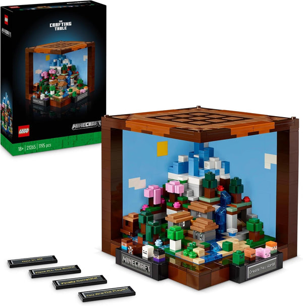 Set de construcție LEGO Minecraft The Workbench, set de jocuri video cu 8 figuri, inclusiv Steve, Alex, creaturi și biome, model aniversar 15, idee de cadou pentru adulți, bărbați și femei 21265 Seturi de constructie Besuche den LEGO-Store Titlu implicit