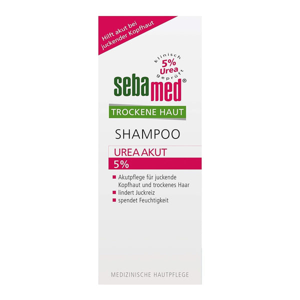 Șampon SEBAMED Urea Akut 5%, calmează vizibil mâncărimea scalpului uscat și ajută la restabilirea echilibrului de hidratare al pielii și părului Naty Shop 200 ml