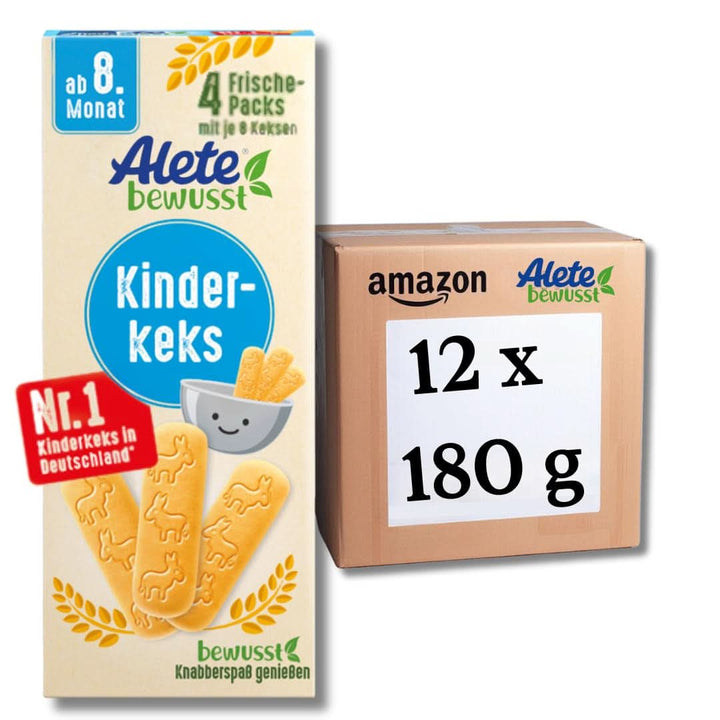Alete , Biscuiți pentru copii, din luna a 8-a, cu unt din grâu, 180 g Mama si Copilul Naty Shop Bax 12 x 180 grame