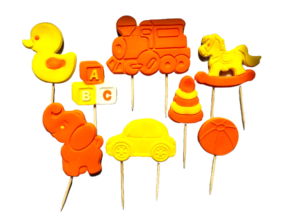 Set 8 decoratiuni comestibile din zahar, Jucarii Decoratiuni din Pasta de Zahar Naty Shop