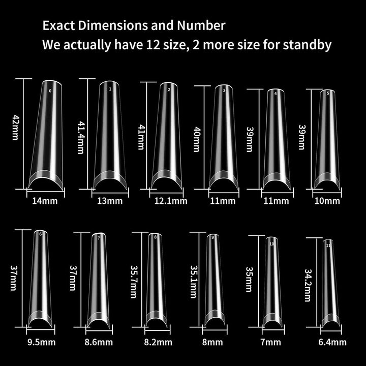 240 bucăți unghii artificiale, vârfuri unghii false extra lungi, acoperire completă, vârfuri unghii balerină (transparente)