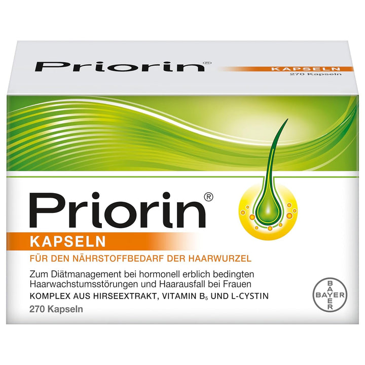 Priorin capsule - capsule de păr cu nutrienți pentru rădăcinile părului - pentru tulburări hormonale ereditare de cădere și creștere a părului - 1 x 120 capsule Ingrijirea parului Naty Shop 270 capsule