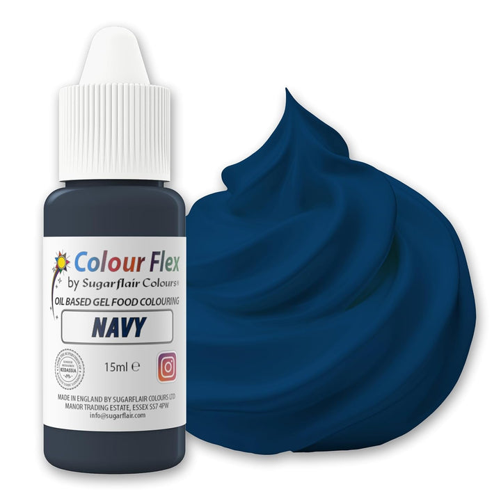 Sugarflair Colourflex Lebensmittelfarbe Auf Ölbasis Navy Blue, Flüssige Lebensmittel Farbe Hochkonzentriert, Food Coloring Für Buttercreme, Schokolade, Teige, Fondant, Zuckerguss Und Mehr - 15 Ml Coloranti Alimentari Naty Shop