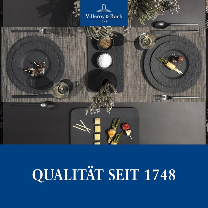 Villeroy & Boch – Manufacture Rock Starter-Set 6 Teilig Schwarz, Spülmaschinenfest, Mikrowellensicher, Geschirr Set Schwarz Matt, Tafelservice, Essgeschirr, Premium Porzellan Seturi vesela masa Naty Shop