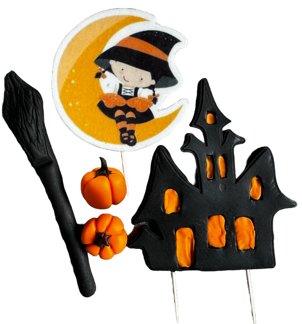 Set 5 decoratiuni comestibile din pasta de zahar, Halloween Decoratiuni din Pasta de Zahar Naty Shop