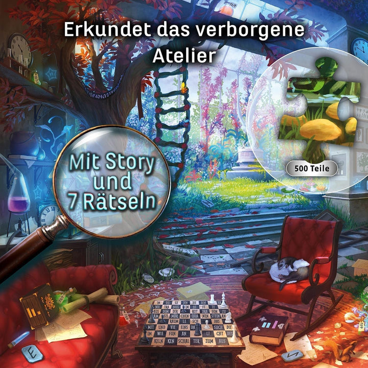 KOSMOS 683979 EXIT® - Puzzle: Studioul ascuns, puzzle de 500 de piese, pentru adulți și copii de la 10 ani, Escape Room Puzzle pentru începători cu puzzle-uri Puzzle Naty Shop