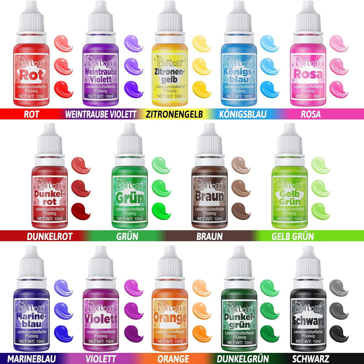 Fidton, set 14 coloranti alimentari, lichizi, 14 x 10 ml Coloranti Alimentari Naty Shop