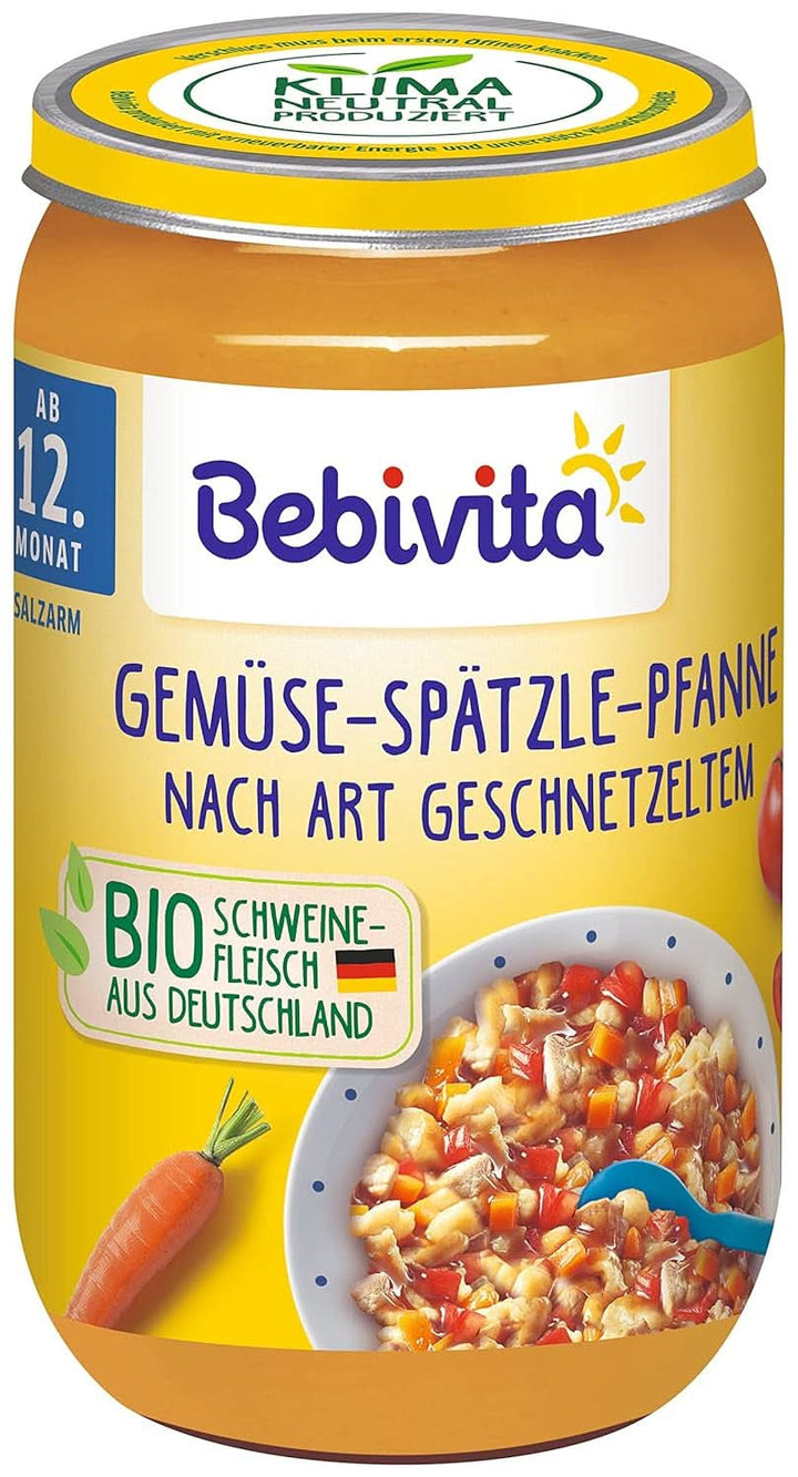 Meniuri din luna a 12-a, pachete de 6 (6 x 250g) Mama si Copilul Naty Shop 6 x 250 grame Tigaie spaetzle de legume în stilul șnițelului