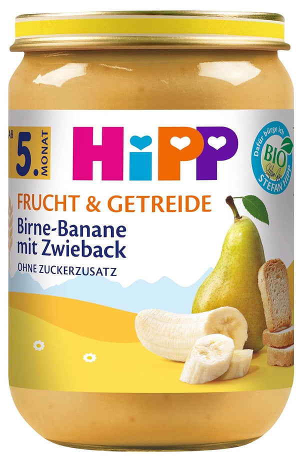 Hipp Pere-Banane cu biscuiți, pachet de 6 (6 X 190 grame) Mama si Copilul Naty Shop 6 x 190 grame Fructe