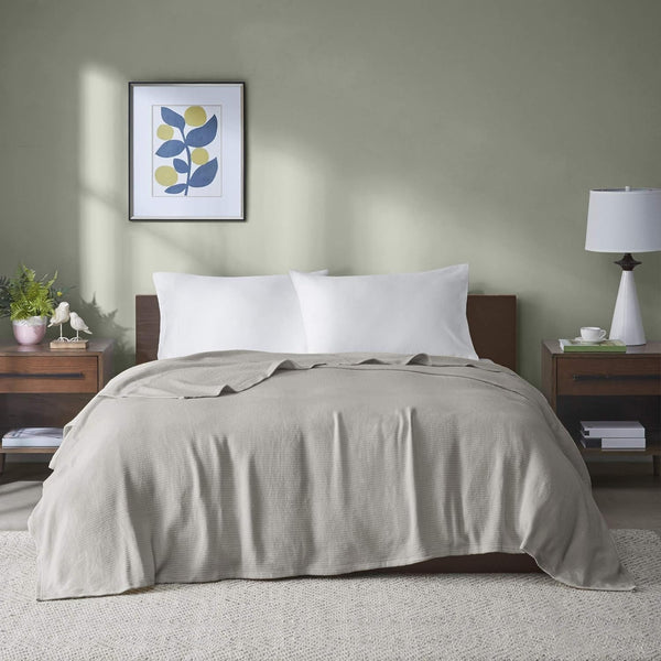 Madison Park Freshspun Wicker Pătură de bumbac Twin Grey Paturi si Cuverturi Madison Park Gri Geamăn