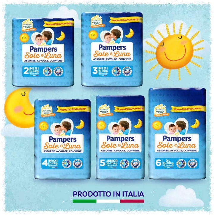 Pampers Soarele si Luna scutece, unisex, junior, mărimea 5 (11-25 kg), 120 scutece Mama si Copilul Naty Shop