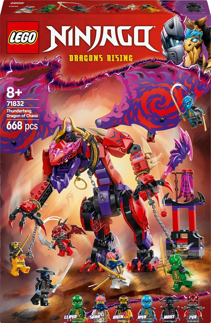LEGO NINJAGO Chaos Dragon Thundertooth - Jucărie cu 6 minifigurine Ninja - Set de construcție pentru jocuri de rol pentru băieți și fete cu vârsta peste 8 ani - Cadouri pentru fanii serialului TV Rise of the Dragons 71832 Seturi de constructie Besuche den LEGO-Store