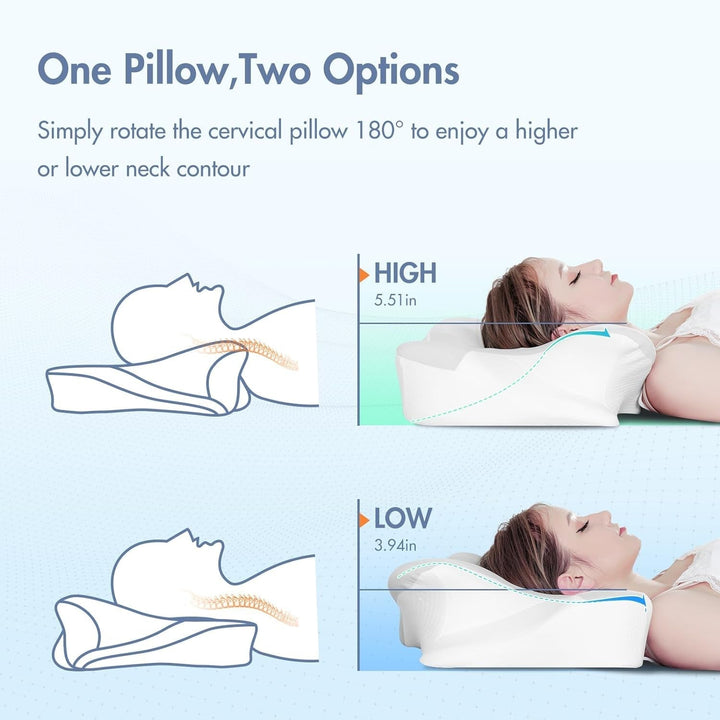 Elegear Pernă din spumă de memorie cu capac de pernă de răcire, pernă pentru dureri de gât Pernă pentru dormit lateral Pernă ergonomică Pernă ortopedică pentru dormit lateral, spate, abdominal 63X 10/14 X36Cm Perne ortopedice cervicale Naty Shop