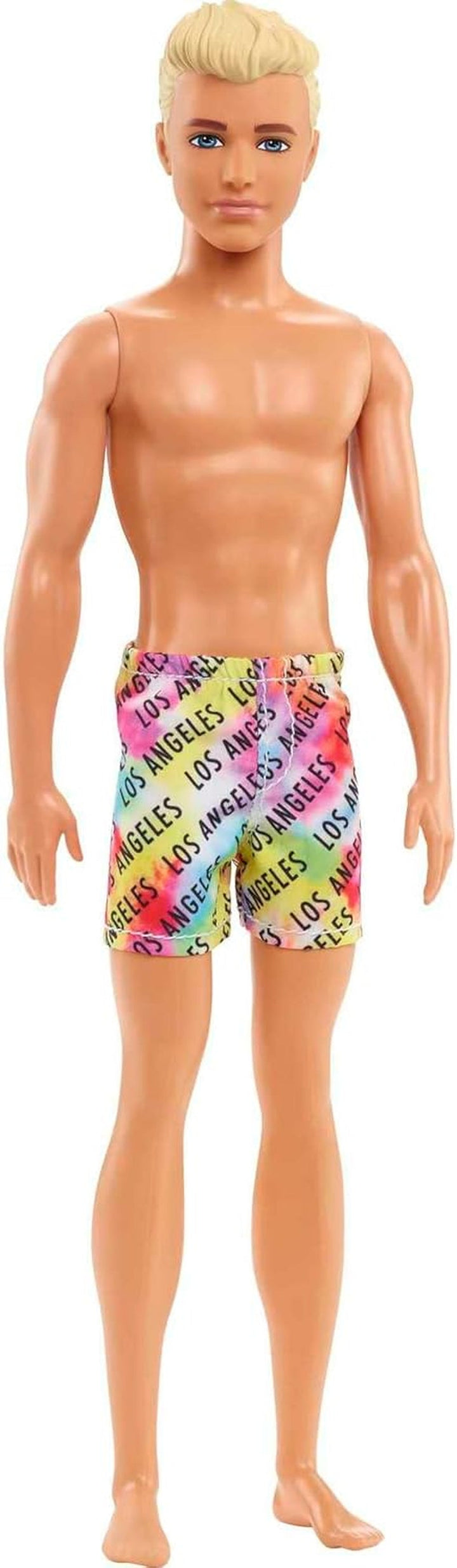 Barbie Ken - păpușă blondă cu cămașă albastră și costum de baie, accesorii de plajă și minge de plajă pentru jocuri creative, pentru copii de la 3 ani, HPL74 Papusi Naty Shop Plajă Ken 2