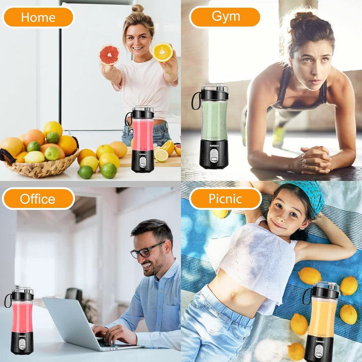 Topesct Tragbarer Mixer, Smoothie Maker to Go– Mobiler Standmixer/Elektrischer Mini Saftmixer Sechs Klingenin 3D-Anordnung Für Hervorragendes Mixen,13Oz USB Wiederaufladbarer Juicer (Schwarz) Bucatarie Naty Shop