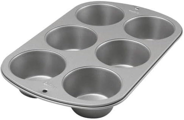Wilton 445291 445291 Tavă Jumbo pentru brioșe, acoperire antiaderentă, 6 găuri, 4,5 X 22,2 X 34,2 cm, oțel Matrite si tavi pentru copt Naty Shop