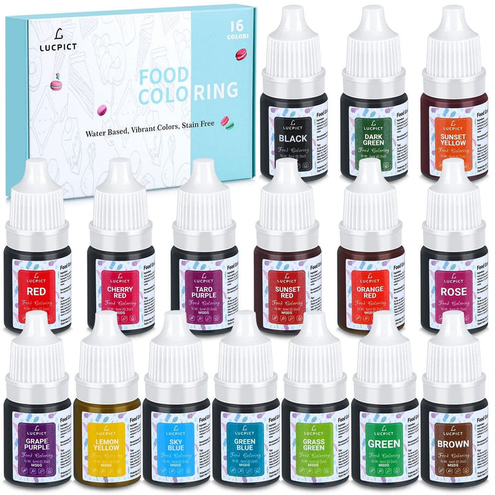 Lebensmittelfarbe 8X10Ml – Flüssige Hochkonzentrierte Lebensmittelfarbe Set Zum Backen, Kuchen, Kekse, Glasur, Macaron, Fondant – Lebendiger Lebensmittelfarbstoff Für DIY Seifen Schleim Kunsthandwerk Naty Shop 16X6Ml