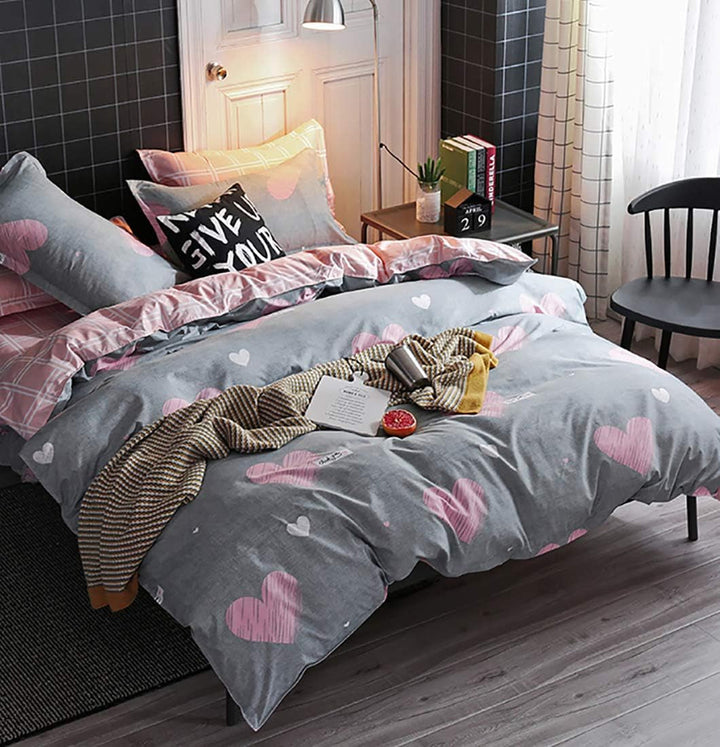 Ashanlan Mädchen Rosa Bettwäsche Schmetterling 135 X 200 Kinderbettwäsche Pink Bunt Butterfly 100% Mikrofaser Kinder Bettbezug Mit Kissenbezug 80X80 Naty Shop Grau Mit Rosa Herzen 135X200 + 50X75 Cm