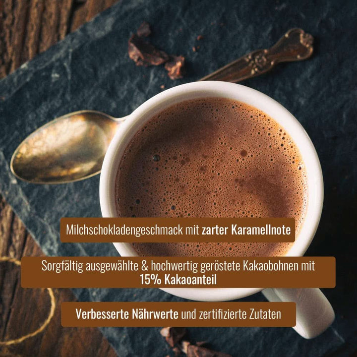 Cocoa Fantasy Hot Choc Powder, 1 kg pudră de cacao pentru ciocolată caldă, 15% conținut de cacao Naty Shop