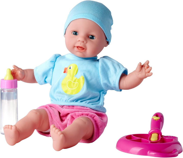 Simba 105010964 - Laura Hungry, păpușă cu corp moale, cu manechin, lingură magică, biberon cu conținut care dispare și farfurie mică, 38cm, păpușă de la 2 ani Papusi Naty Shop