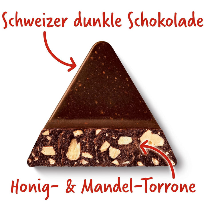 Toblerone Dark 20 X 100 grame, Ciocolată elvețiană neagră cu miere și nuga de migdale Bomboane de Ciocolata Naty Shop