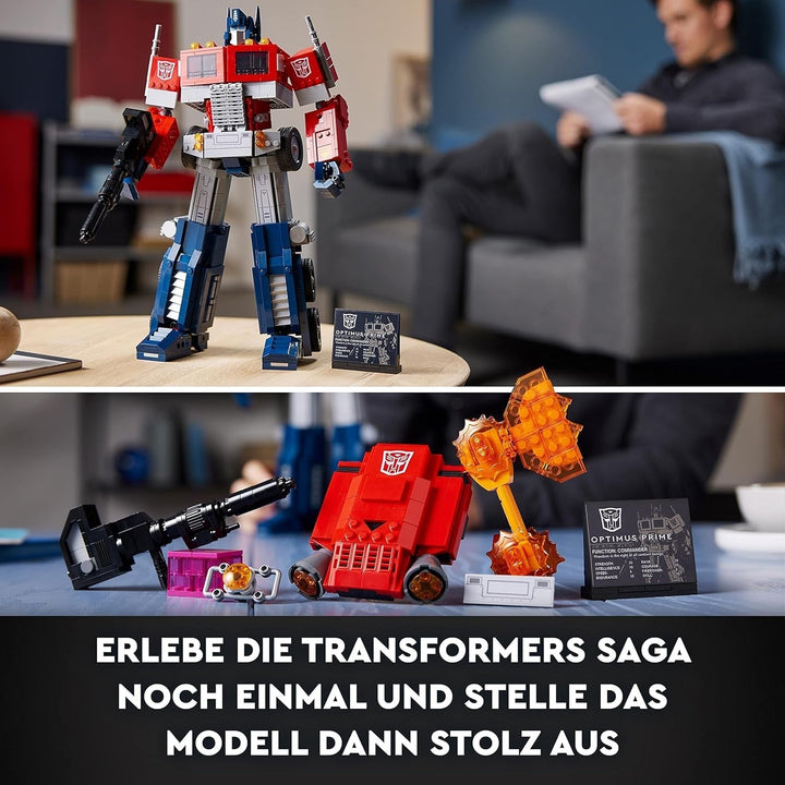 LEGO 10302 Icons Optimus Prime Set, 2In1 Robot Figura și camion Model, Transformers Toy Model Kit pentru adulți, Ziua de naștere sau Crăciun cadou pentru bărbați, femei, ea și el Seturi de constructie Besuche den LEGO-Store